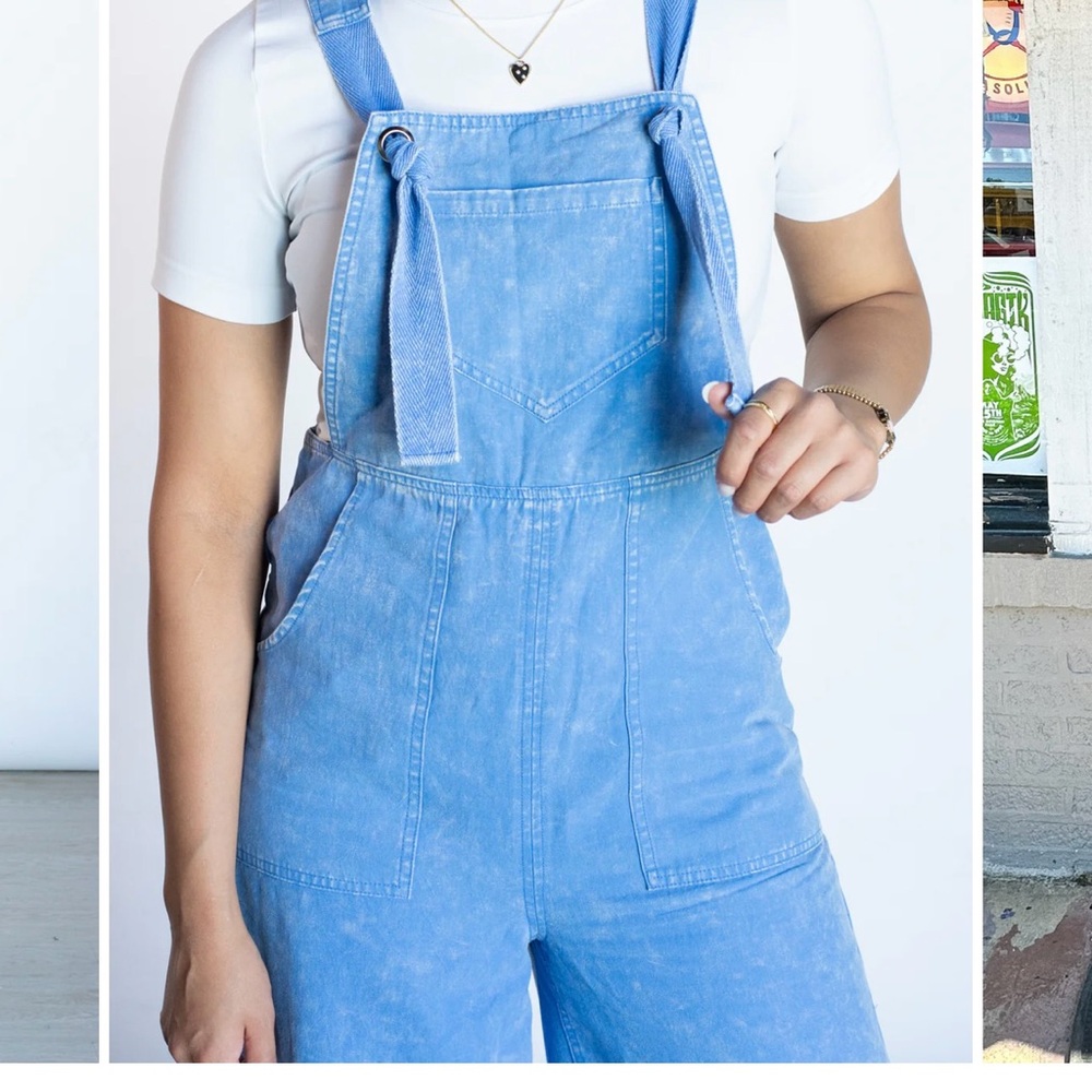 Wide leg overall jumpsuit